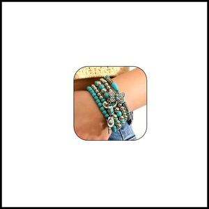 Stackable Stretch Bracelet Set Western Boho Vintage Handmade Beaded Jewelry